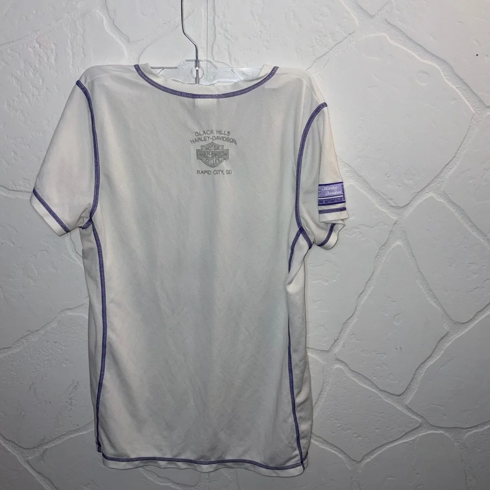 Harley-Davidson White and Purple Short Sleeve Tee - Picture 2 of 3